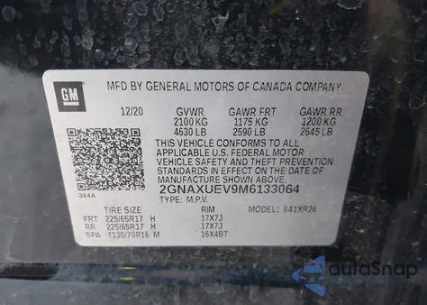 2021 Chevrolet Equinox Awd Lt z USA, uszkodzony, nr VIN 2GNAXUEV9M6133064